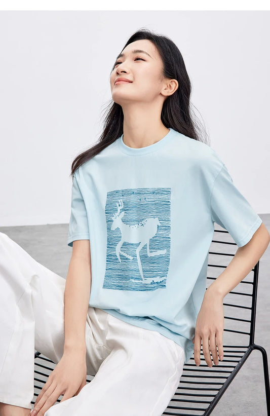 Cozy Round Neck Short Sleeve Loose Fit T-shirt