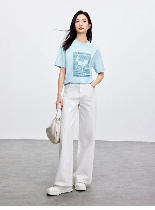 Cozy Round Neck Short Sleeve Loose Fit T-shirt