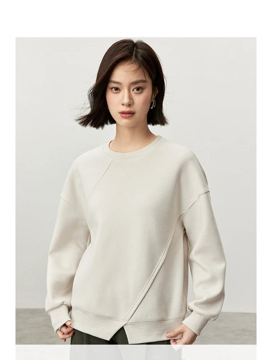 Irregular Drop Long Sleeve Cotton Knit Pullover